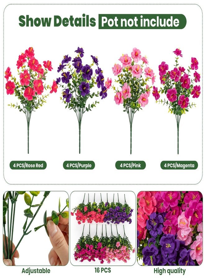 Lnoicy 16 Bundles Realistic Artificial Camellia Flowers for Outdoor, UV Resistant Faux Lifelike Fake Flowers for Home Decor, Wedding, Centerpiece（Purple/Magenta/Rose Red/Pink） - Image 2