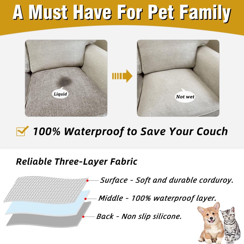 LovoGemy Couch Arm Covers, Sofa Arm Covers, Waterproof Armrest Cover for Sofa, Armchair, Loveseat, Non-Slip Recliner Arm Cover, Headrest Cover, Arm Chair Covers Set of 2 (Latte, 24"Ã—20") - Image 3