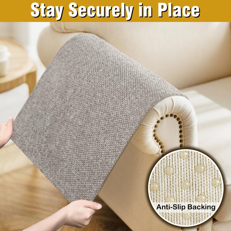 LovoGemy Couch Arm Covers, Sofa Arm Covers, Waterproof Armrest Cover for Sofa, Armchair, Loveseat, Non-Slip Recliner Arm Cover, Headrest Cover, Arm Chair Covers Set of 2 (Latte, 24"Ã—20") - Image 5