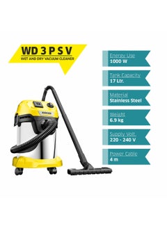 KARCHER KARCHER WD3 PSV Vacuum Cleaner 1000W 17L Tank Power Tool Socket Stainless Steel Body Blower Function Fleece Filter Bag Home Car Cleaning German Tech  - Image 3