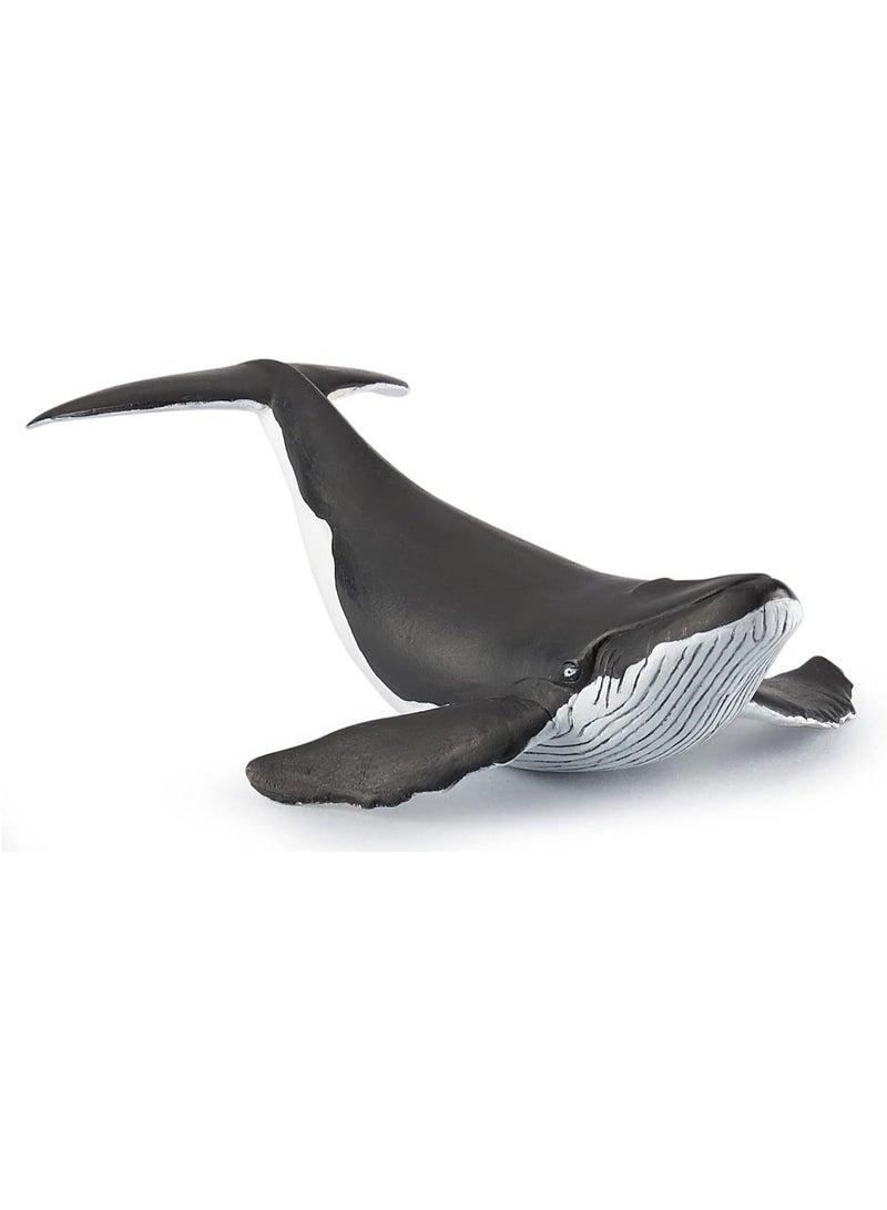 بابو مجسم حوت صغير من بابو - لعبة حيوان بحري مرسومة يدويًا للأطفال من عمر 3 سنوات فما فوق | نموذج واقعي لعجل ثديي بحري باللونين الأبيض والأسود | هدية تعليمية عن الحياة البرية (14 × 9 × 4 سم) - Image 1