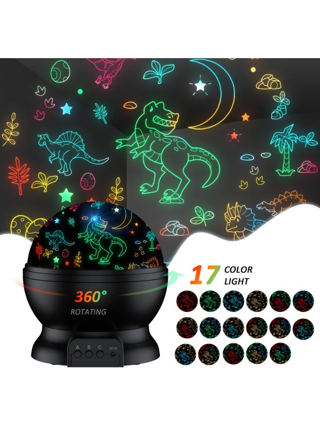 KISSUN Dinosaur Toys for 3-5-7 Year Old Boys Gifts,2 in 1 Night Light with Projector&360° Rotation,Boy Toys for 2-14 Year Olds Kids Birthday Xmas Easter Gifts Toys Nursery Children Room Decor (Black) - Image 4