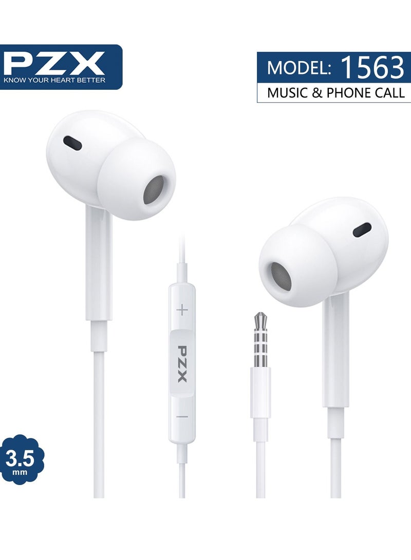 PZX In-Ear Earphone Headset with Mic White - Image 1