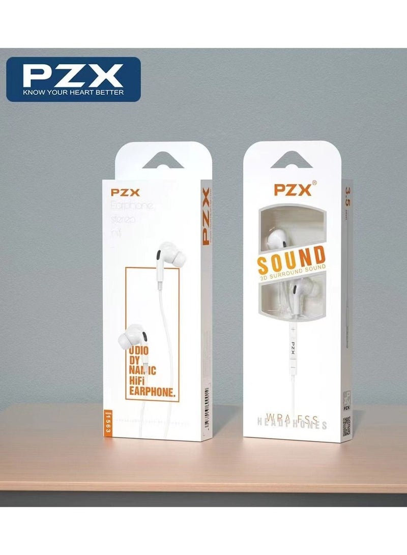 PZX In-Ear Earphone Headset with Mic White - Image 4