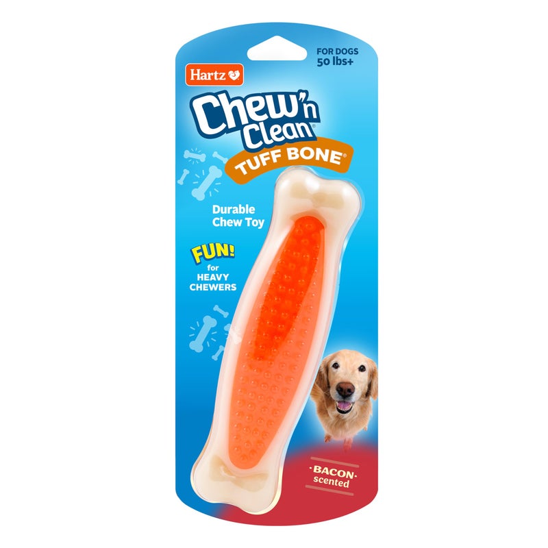 Hartz Chew 'n Clean Tuff Bone Bacon Scented Dental Dog Chew Toy - Large - Image 1