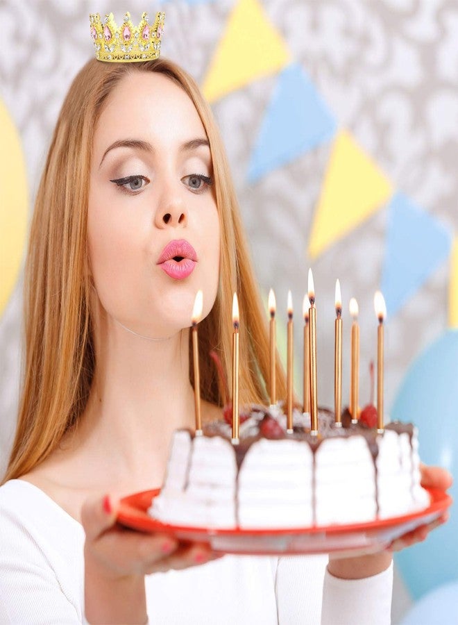 ياريو باقات زهور صغيرة من YARIEW على شكل تاج ذهبي وردي مرصع بأحجار الراين لتزيين الكعك إكسسوارات شعر للنساء زينة كعكة عيد الميلاد أزياء الزفاف إكسسوارات شعر هدايا - Image 4