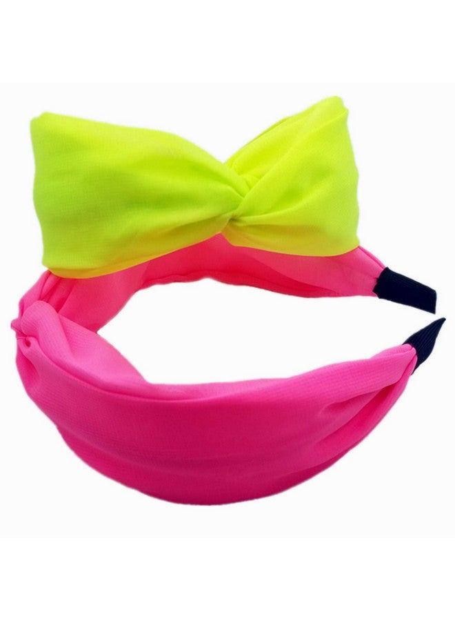 hodooly Odooly 2 Pieces Knotted Headbands Fluorescent Turban Hairband Wide Hair Hoops For Women And Girls Hair Accessories - Image 3