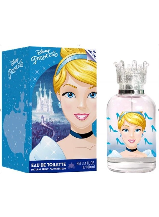 Disney Princess Perfume Eau de Toilette Made in Spain, Blue, Cinderella for Girls by Air Val International, 3.4 Fl Oz