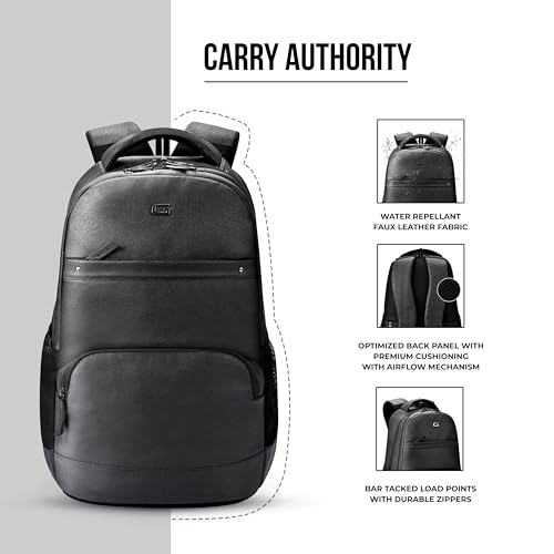 Gear Vintage2 Anti Theft Faux Leather 28 Ltrs Black Laptop Backpack (LBPVG2LTH0101) - Image 3