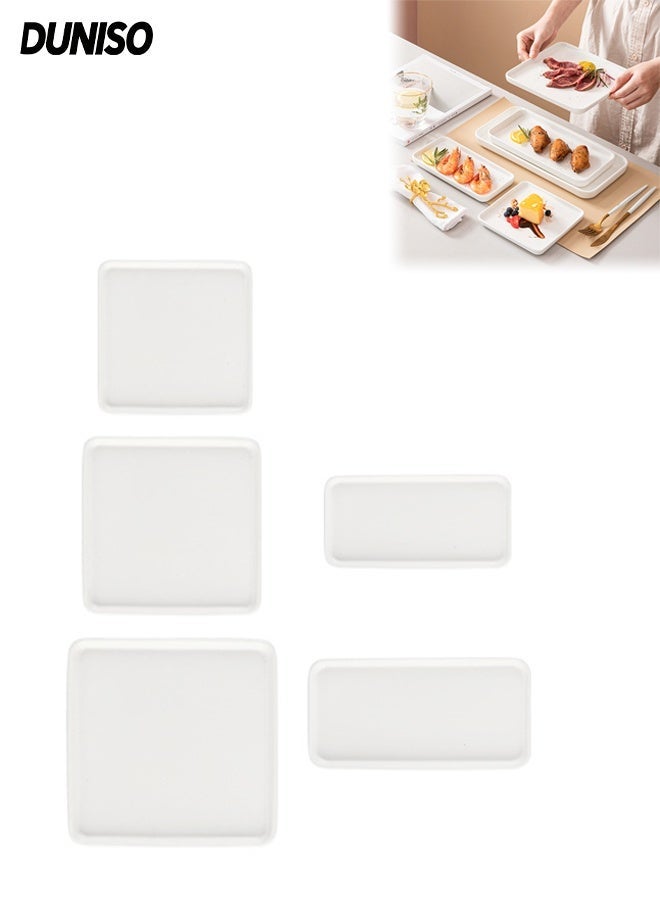 DUNISO 5 Pcs Non Stick Pizza Pan,Ceramic Dinner Plates Set, Premium Porcelain Dinner Set,Porcelain Baking Mould Plate,Resistant to High Temperatures,Colorfast,Microwave/Oven/Disinfection Cabinet/Dishwasher Safe,for Salad,Pizza,Steak,Buffet - Image 1