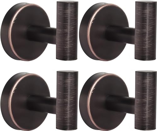 Kruodop Towel Hooks for Bathroom4 Packs Wall Mount Towel HolderBlack Matte Wall Robe HookStainless Steel Heavy Duty Door Hanger Towel Hook for Kitchen BedroomHotelPoolCoats Red Bronze - Image 1