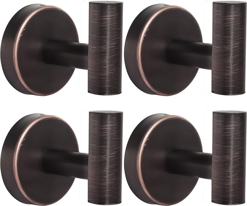Kruodop Towel Hooks for Bathroom4 Packs Wall Mount Towel HolderBlack Matte Wall Robe HookStainless Steel Heavy Duty Door Hanger Towel Hook for Kitchen BedroomHotelPoolCoats Red Bronze - Image 2