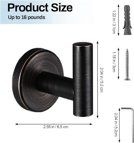 Kruodop Towel Hooks for Bathroom4 Packs Wall Mount Towel HolderBlack Matte Wall Robe HookStainless Steel Heavy Duty Door Hanger Towel Hook for Kitchen BedroomHotelPoolCoats Red Bronze - Image 3