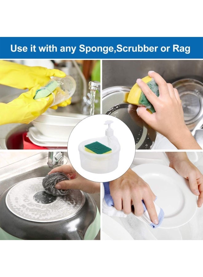 PTTIMFFM 2-in-1 Kitchen Soap Dispenser with Sponge Holder, Easy-Press Dishwashing Pump, 1000ml Large Capacity, Includes 5 Double-Sided Cleaning Sponges - Image 3