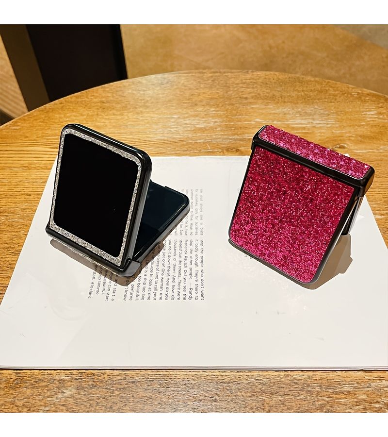 Rose Red Glitter Sparkly Phone Case for Moto Razr 70 Ultra Folding - Image 1