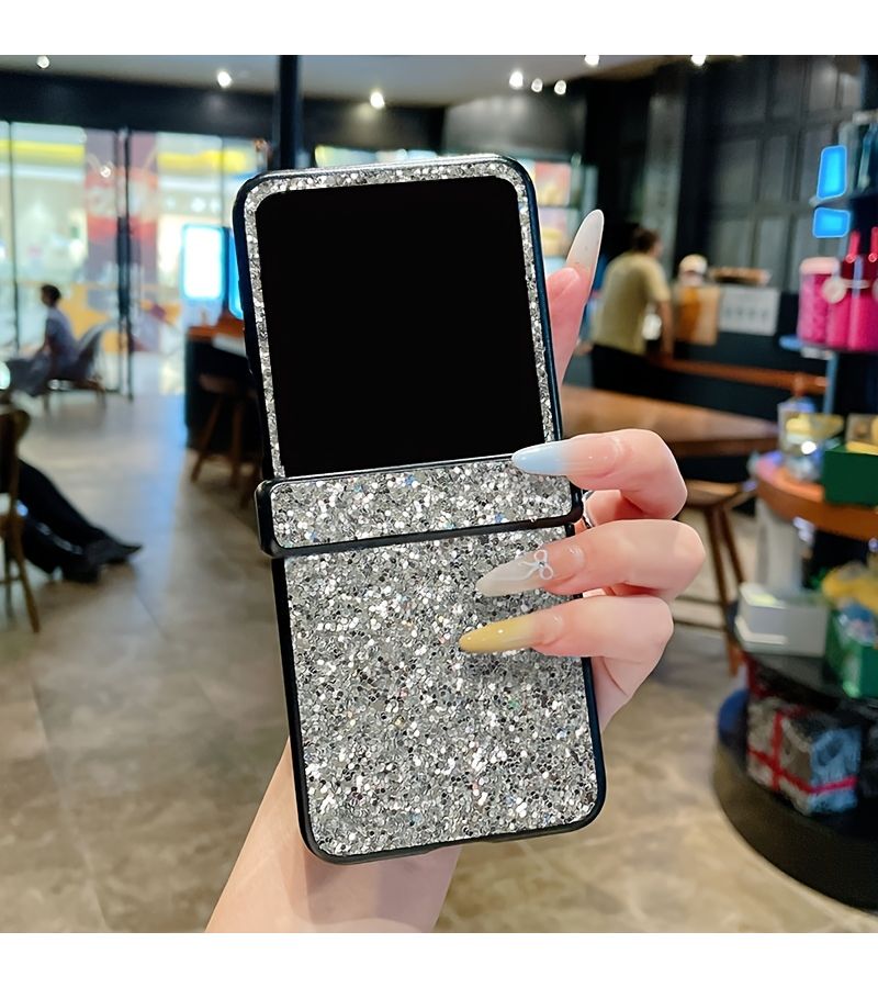 Rose Red Glitter Sparkly Phone Case for Moto Razr 70 Ultra Folding - Image 3