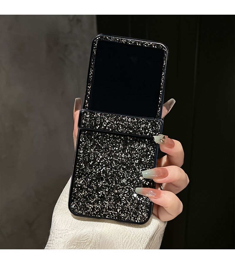 Rose Red Glitter Sparkly Phone Case for Moto Razr 70 Ultra Folding - Image 4