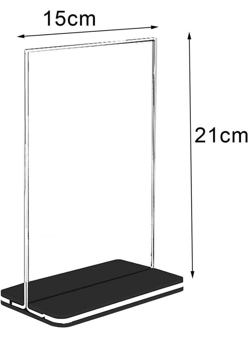 بتيمفم مجموعة من 5 حوامل لافتات طاولة أكريليك A5، حوامل عرض عمودية مزدوجة الجوانب مع قاعدة T ثابتة للقوائم والنشرات والمطاعم والمكاتب ومتاجر البيع بالتجزئة والفعاليات (15×21 سم) - Image 5