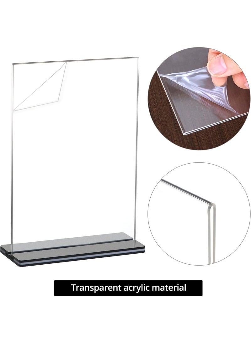بتيمفم مجموعة من 5 حوامل لافتات طاولة أكريليك A5، حوامل عرض عمودية مزدوجة الجوانب مع قاعدة T ثابتة للقوائم والنشرات والمطاعم والمكاتب ومتاجر البيع بالتجزئة والفعاليات (15×21 سم) - Image 2