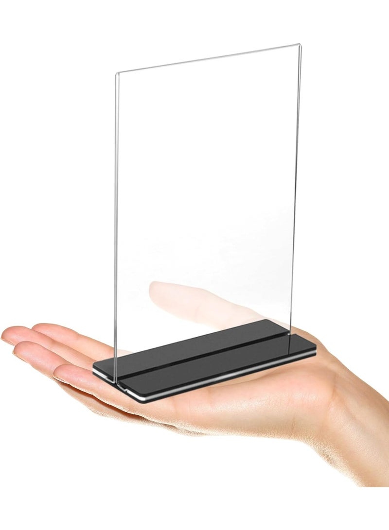 بتيمفم مجموعة من 5 حوامل لافتات طاولة أكريليك A5، حوامل عرض عمودية مزدوجة الجوانب مع قاعدة T ثابتة للقوائم والنشرات والمطاعم والمكاتب ومتاجر البيع بالتجزئة والفعاليات (15×21 سم) - Image 1