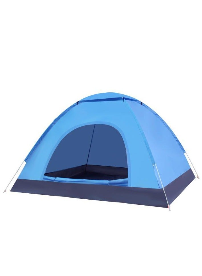 Portable Blue Double Door Camping Tent for 4 People - Sky Blue