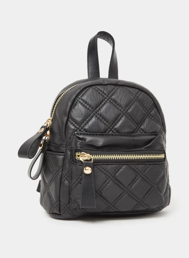 Styli Styli Black Quilted Mini Backpack