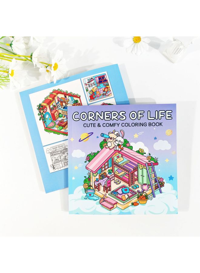 40-page Coloring Book For Children Aged 4-6, Cartoon Doodle Drawing And Coloring Book, Life Corner Coloring Book