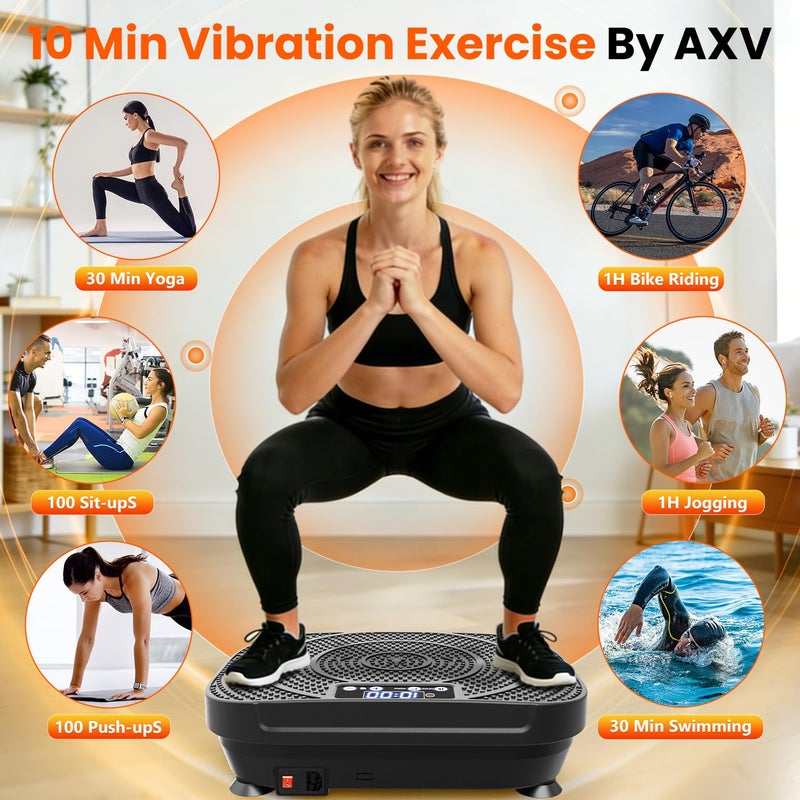 AXV Vibration Plate Platform Exercise Machine Fitness Vibrating Shaking Full Body Shaker Workout Vibrate Stand Shake Board Sport Gym for Weight Loss Lymphatic Drainage for Women Men - Image 3