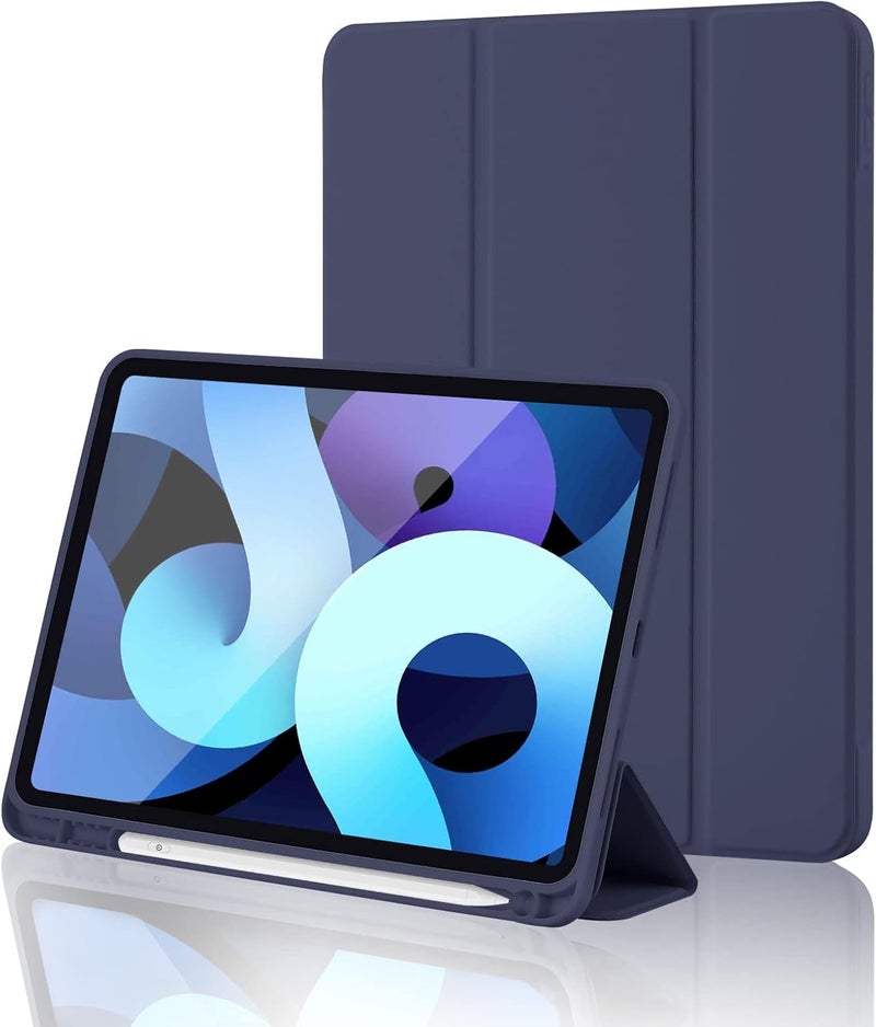 BluePeak iPad (A16) 11th Generation, iPad 10.9 Inch with Pencil Holder, Soft TPU Back Slim Smart Protective Trifold Stand Cover, Auto Wake/Sleep, Navy Blue - Image 1