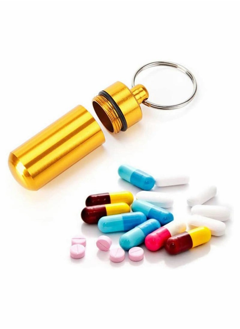 Generic - Pill Box with Keyring, Mini Travel Pill Box Holder Case Bottle Container Keychain, Aluminium Waterproof Portablefor Traveling Outdoors Camping(12PCS in 7 Colours) - Image 1