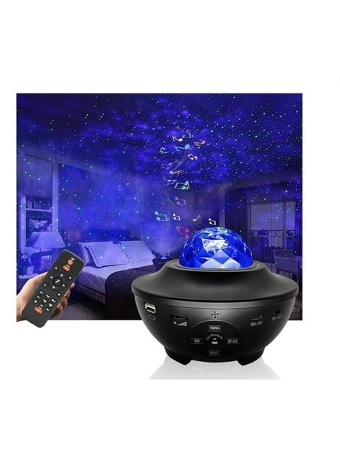 Night Sky Laser Light Projector with Remote Control, 2 in 1 Starry Sky Light with LED Nebula, Moving Ocean Waves Projector, Kids Bedroom Decor, Built-in Music Speaker, Black