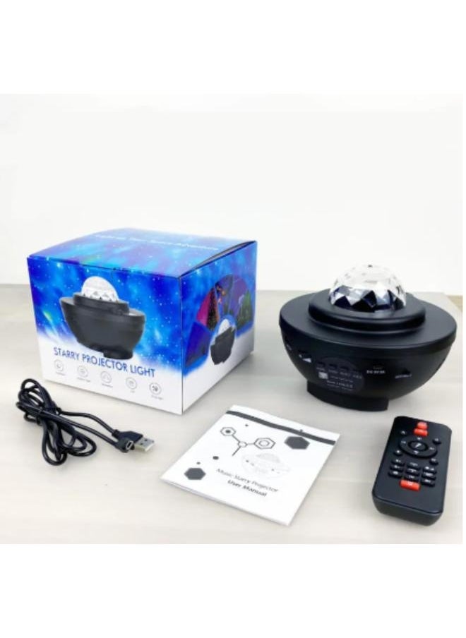 Night Sky Laser Light Projector with Remote Control, 2 in 1 Starry Sky Light with LED Nebula, Moving Ocean Waves Projector, Kids Bedroom Decor, Built-in Music Speaker, Black