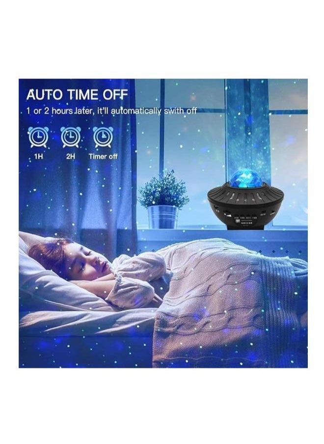 Night Sky Laser Light Projector with Remote Control, 2 in 1 Starry Sky Light with LED Nebula, Moving Ocean Waves Projector, Kids Bedroom Decor, Built-in Music Speaker, Black