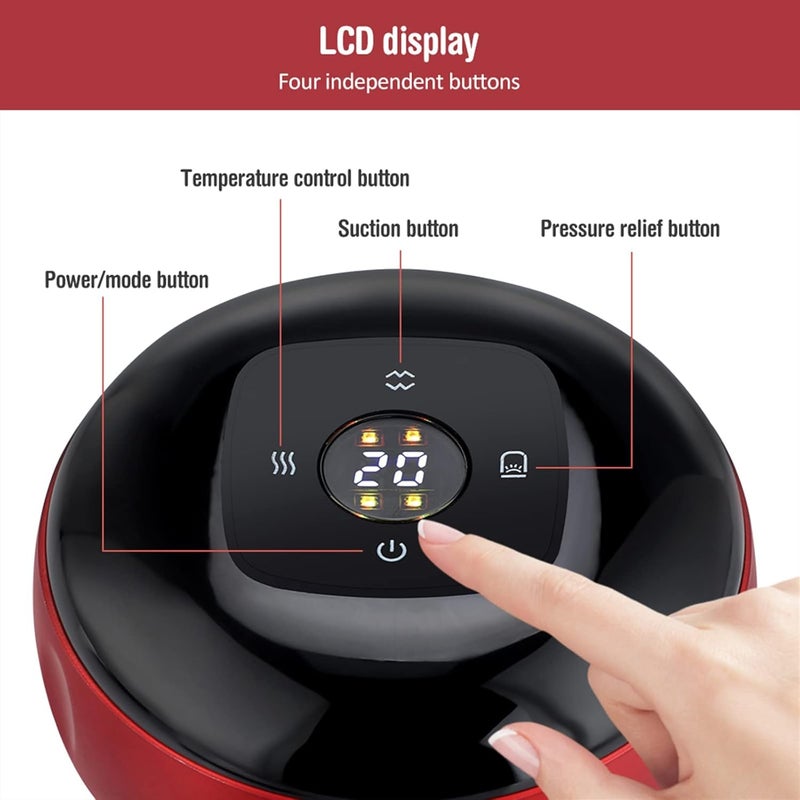 Phyzioline Electric Cupping Massager, Electronic Cupping Therapy Set, 3 In 1 Cupping Set, Cellulite Massager, 12-gear Red Light Heating, for Cupping, Scraping and Massage - Image 3