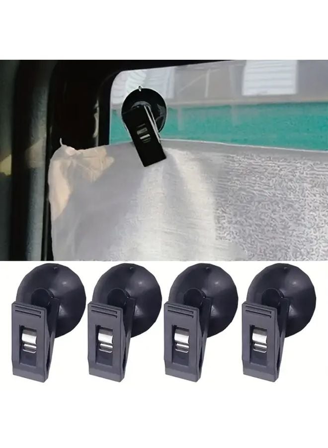4 Black Suction Cup Clips Strong Window Windshield Holder For Sun Visors Tickets - Image 1