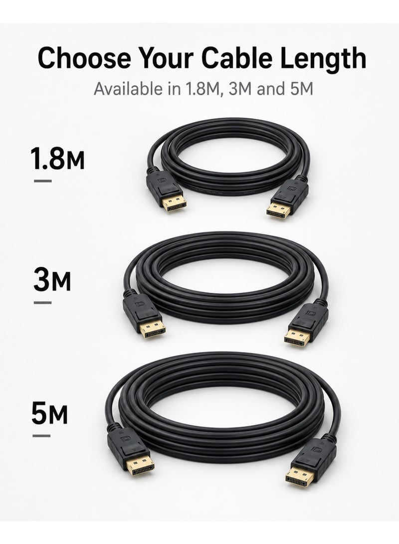 FUJISHKA DP 1.4 DisplayPort to DisplayPort Cable for PC and Monitor - 5M Black - Image 3