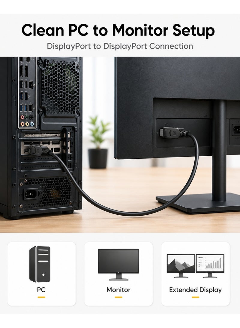 FUJISHKA DP 1.4 DisplayPort to DisplayPort Cable for PC and Monitor - 5M Black - Image 4