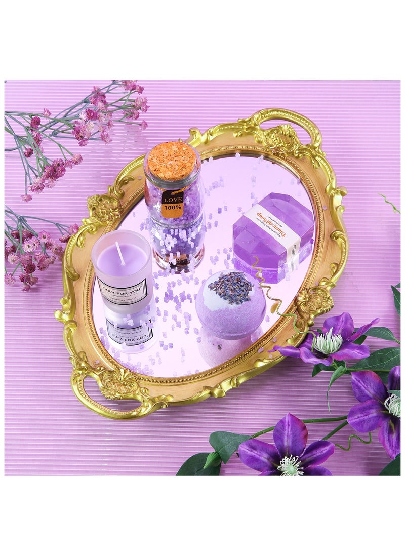 Remy Belle Remy Belle Gift Basket for Women - 6PC Scented Candles & Bath Bombs Set, Gifts for Women (Purple)  - Image 3