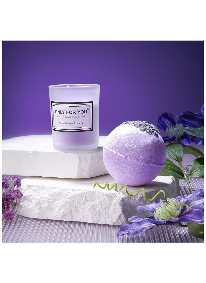 Remy Belle Remy Belle Gift Basket for Women - 6PC Scented Candles & Bath Bombs Set, Gifts for Women (Purple)  - Image 4