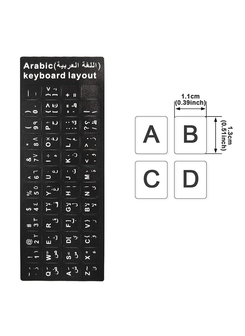 2 Sheets English Arabic Keyboard Stickers, Dustproof Waterproof English & Arabic Replacement Keyboard Character Sticker for PC Laptop, Desktop Keyboards-（2pcs White/Black） - Image 4