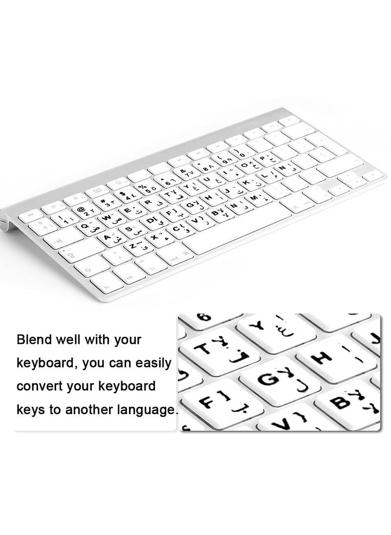 2 Sheets English Arabic Keyboard Stickers, Dustproof Waterproof English & Arabic Replacement Keyboard Character Sticker for PC Laptop, Desktop Keyboards-（2pcs White/Black） - Image 5