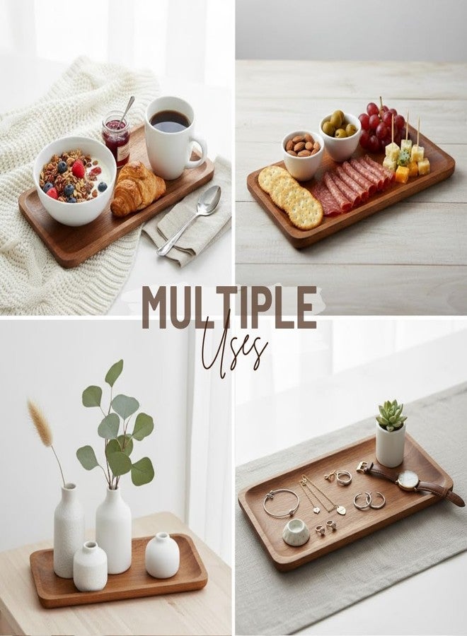 SAAGA Acacia Solid Wood Rectangular Serving Platter | 12 x 5 Inch Multipurpose Tray for Snacks, Fruits & Desserts – Brown - Image 5