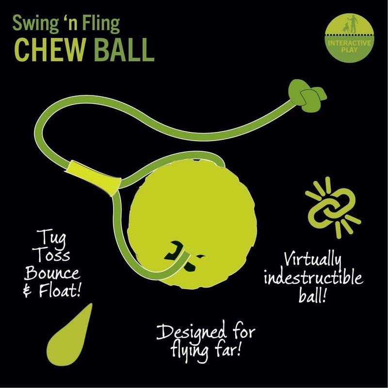 Starmark Everlasting Fun Ball on a Rope Dog Toy,Greens,Medium/Large - Image 4