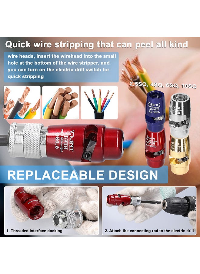 Generic Aluminum Alloy Electric Wire Stripper Cable Peeling Stripper Practical Rotary Stripping Tool Compatible with A Variety of Electric Drills  - Image 5