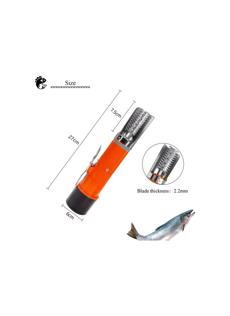 Powerful Electric Fish Scraper Cordless Fish Scaler Cleaner Automatic Fish Scale Remover with a Manual Scaler (2 Batteries)