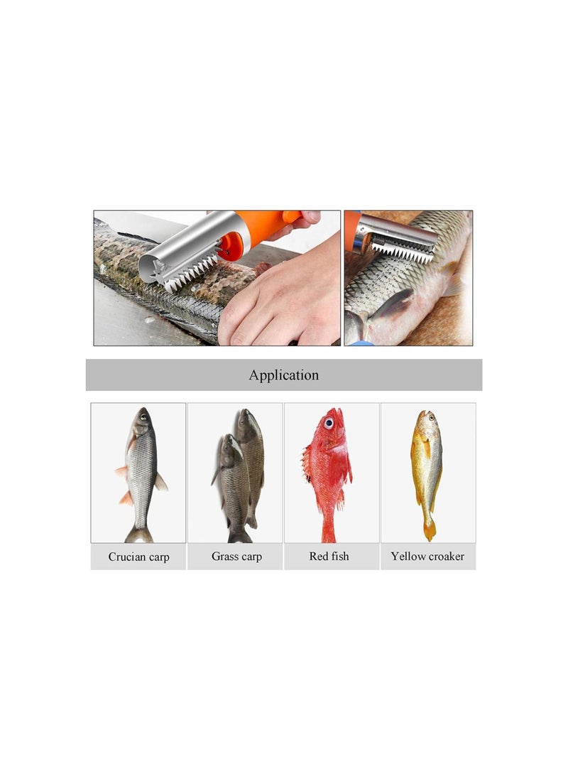 Powerful Electric Fish Scraper Cordless Fish Scaler Cleaner Automatic Fish Scale Remover with a Manual Scaler (2 Batteries)