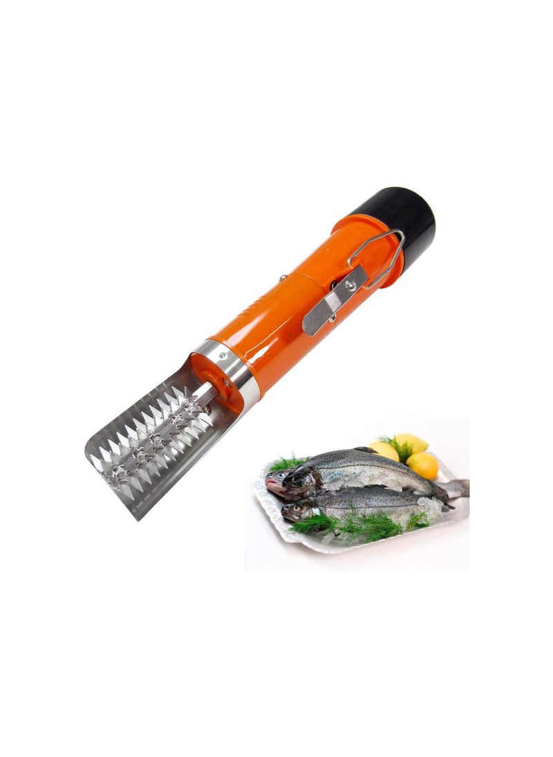 Powerful Electric Fish Scraper Cordless Fish Scaler Cleaner Automatic Fish Scale Remover with a Manual Scaler (2 Batteries)