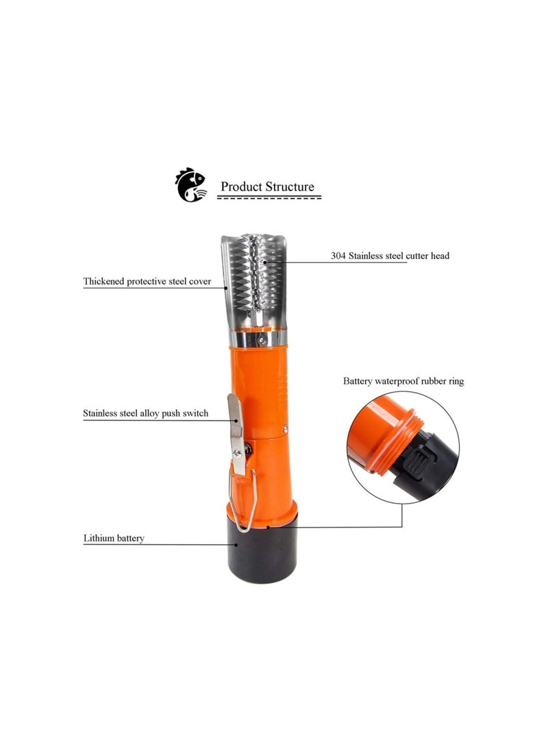 Powerful Electric Fish Scraper Cordless Fish Scaler Cleaner Automatic Fish Scale Remover with a Manual Scaler (2 Batteries)