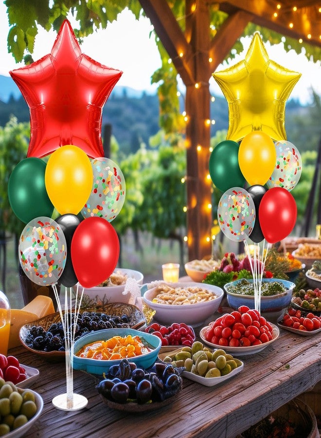 Lunmon 4 Set Juneteenth Balloon Stand Kit for Table with Base Centerpieces Reggae Red Black Green Black History Month Rasta Balloons Holder for African American Independence Party Decorations - Image 5