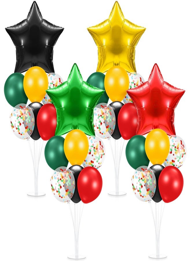 Lunmon 4 Set Juneteenth Balloon Stand Kit for Table with Base Centerpieces Reggae Red Black Green Black History Month Rasta Balloons Holder for African American Independence Party Decorations - Image 1